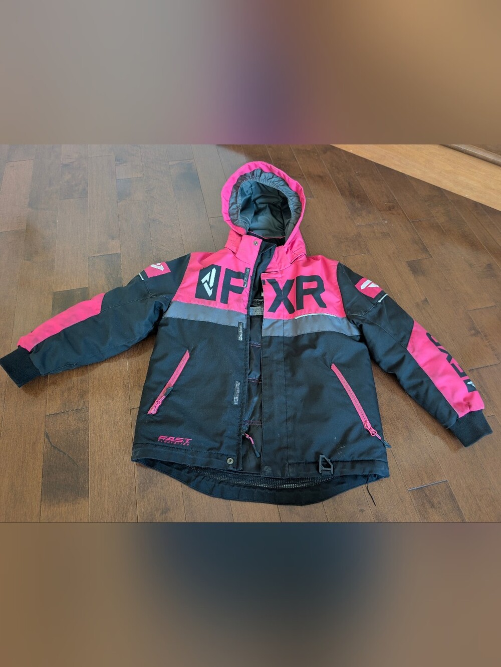 FXR Kids' Black & Pink Insulated Hooded Jacket